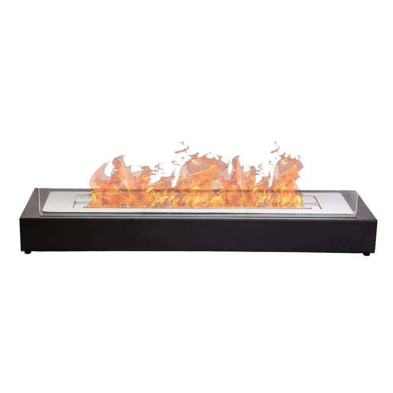 Bioethanol Tischkamin Tischofen Tischfeuer AREZZO 90cm in schwarz mit Glas frontal